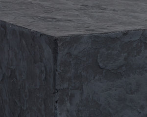 Sunpan Newbury Concrete End Table - Black Slate Effect Finish with Elegant Brass Base for Modern Decor