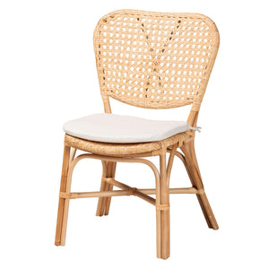 English Elm Modern Woven Rattan Dining Chair with Sculptural Back for Bohemian Coastal Spaces B2750P470034