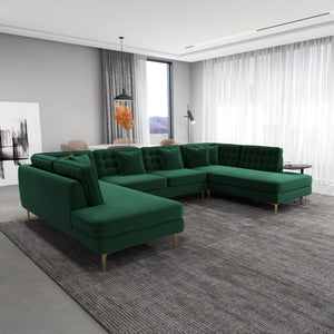English Elm Brooke Velvet U-shaped Sectional Sofa with Block Legs for Spacious Living Rooms B183S00064