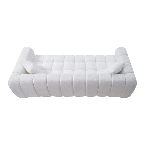English Elm Marshmallow Cloud Sofa Oversized Boucle Four Seat Channel Tufted Living Room Couch White W5515P495925