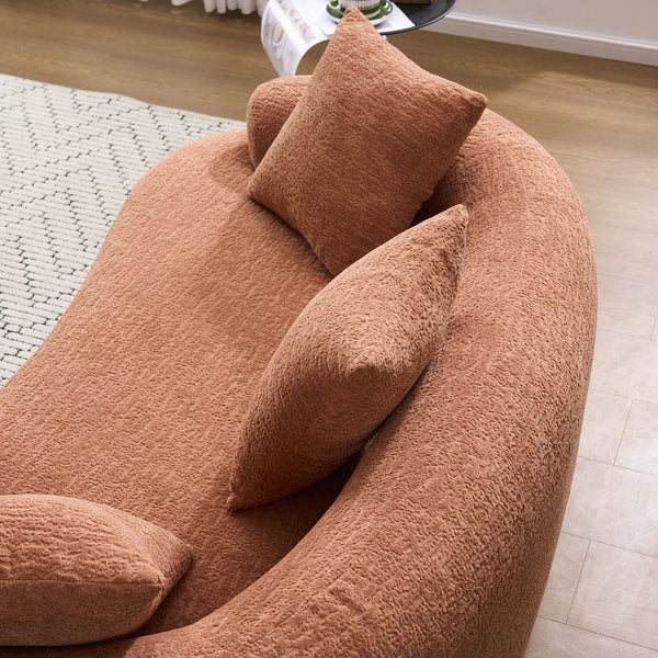 English Elm LY-025S Curved Loveseat Sofa Compact 65" chenille upholstery, 30D foam with spring core, 300lb capacity, 3 pillows, apartment-friendly Coral W2231P292947