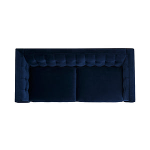 English Elm James 74" Modern Tuxedo Sofa, Navy Blue Velvet