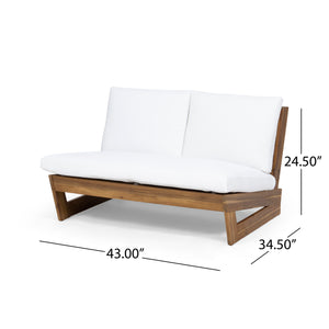 English Elm Christopher Knight Home® - SHERWOOD Loveseat with Acacia Wood Frame, Water-Resistant Cushions & Slatted Paneling for Patio Comfort and Durability Teak 64868.00WHI
