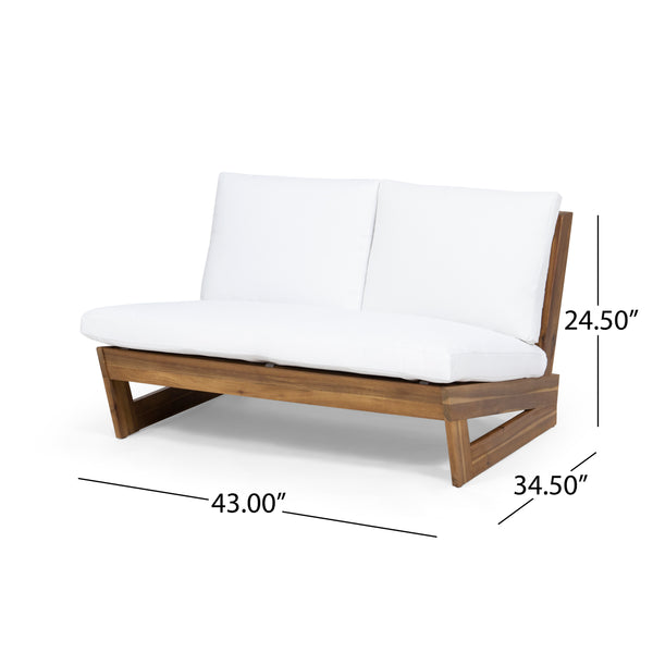 English Elm Christopher Knight Home® - SHERWOOD Loveseat with Acacia Wood Frame, Water-Resistant Cushions & Slatted Paneling for Patio Comfort and Durability Teak 64868.00WHI