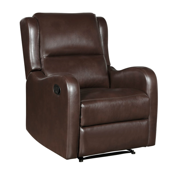 English Elm Brown Reclining Chair Durant Collection Faux Leather Recliner with Pull Tab, Solid Wood Frame, Cozy Comfort B011P294674