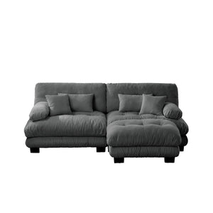 English Elm Cloud Chenille Sectional Sofa For Modern Living Rooms, Plush Comfort With Convertible Ottoman & Pillows W714S01017