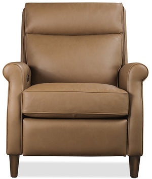 Hooker Furniture Randall Power Recliner In Billows Caramel Leather With Usb, Pop-Up Headrest, Bustle Back Comfort Brown RC820-PH-087