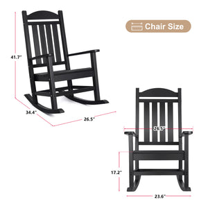 English Elm Hdpe Outdoor Rocking Chair Ergonomic High Back Porch Rocker Weather Resistant Patio W1889P450927