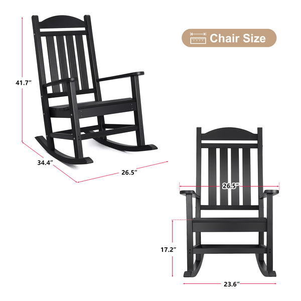 English Elm Hdpe Outdoor Rocking Chair Ergonomic High Back Porch Rocker Weather Resistant Patio W1889P450927