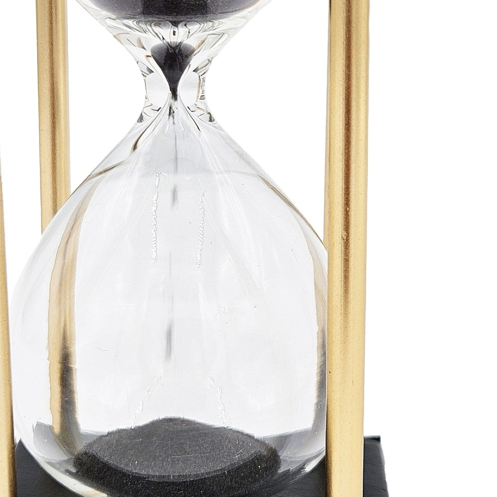 English Elm Set Of 2 Elegant 15-Minute Hourglasses With Metal Stand, Black Sand Timer For Home Décor & More W2078P279011-GIGA