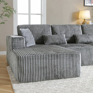 English Elm 109'' Modular Cloud Sectional with Deep Corduroy Cushions for Living Room Lounging W1117S00309