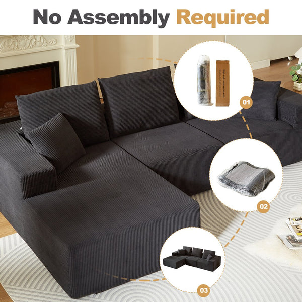 English Elm Modular Sectional Sofa With Chaise - Luxurious Cloud Couch For Living Room, Office & Bedroom Use W3434S00001