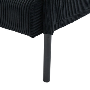 English Elm United We Win Corduroy Loveseat Plush Ergonomic Sofa with Spring Support Metal Legs Black W1568P410053