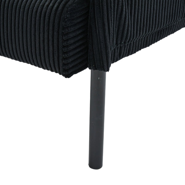 English Elm United We Win Corduroy Loveseat Plush Ergonomic Sofa with Spring Support Metal Legs Black W1568P410053