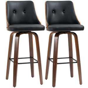 English Elm Homcom Stylish Pu Leather Swivel Bar Stools - Set Of 2 With Footrest & Tufted Back For Comfort W2225P217133