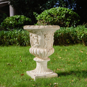 English Elm Mgo Classical Garden Urn Hand Painted Antique Finish Tall Outdoor Statement Planter N772P301515A