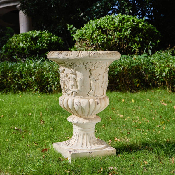 English Elm Mgo Classical Garden Urn Hand Painted Antique Finish Tall Outdoor Statement Planter N772P301515A