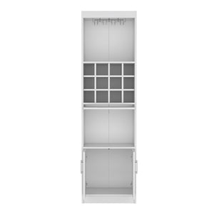 English Elm Pisek Elegant 5-Tier Bar Cabinet with 12 Bottle Cubbies & 5 Shelves — Tall Freestanding Wine Storage45 White 42.1 L x 18.5 W x 9.44 H B097P199748