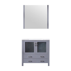 English Elm Dark Grey Bath Vanity Set With White Ceramic Top & 34" Mirror – Modern Design, Smart Storage Solutions B2731S00726