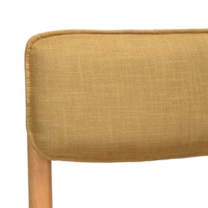 English Elm Modern Linen Upholstered Dining Chair Set Solid Wood Cross Base Removable Back Yellow T3623P466015