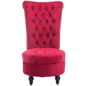 English Elm HOMCOM Velvet Chesterfield High Back Accent Chair, Tufted Armless Design, Plush Foam Seat, Crimson Elegance W2225P229639