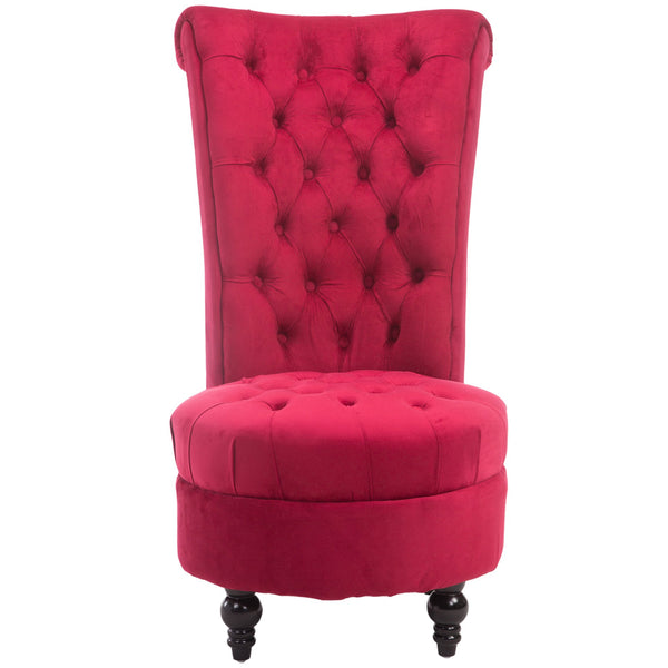 English Elm HOMCOM Velvet Chesterfield High Back Accent Chair, Tufted Armless Design, Plush Foam Seat, Crimson Elegance W2225P229639