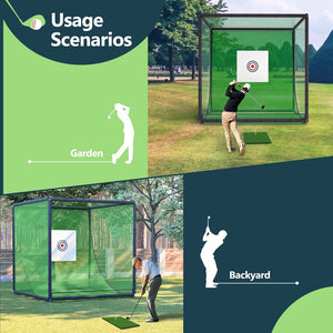 English Elm Golf Practice Cage with Powder Coated Steel Frame Double Layer Net Backyard Training W1422P284885