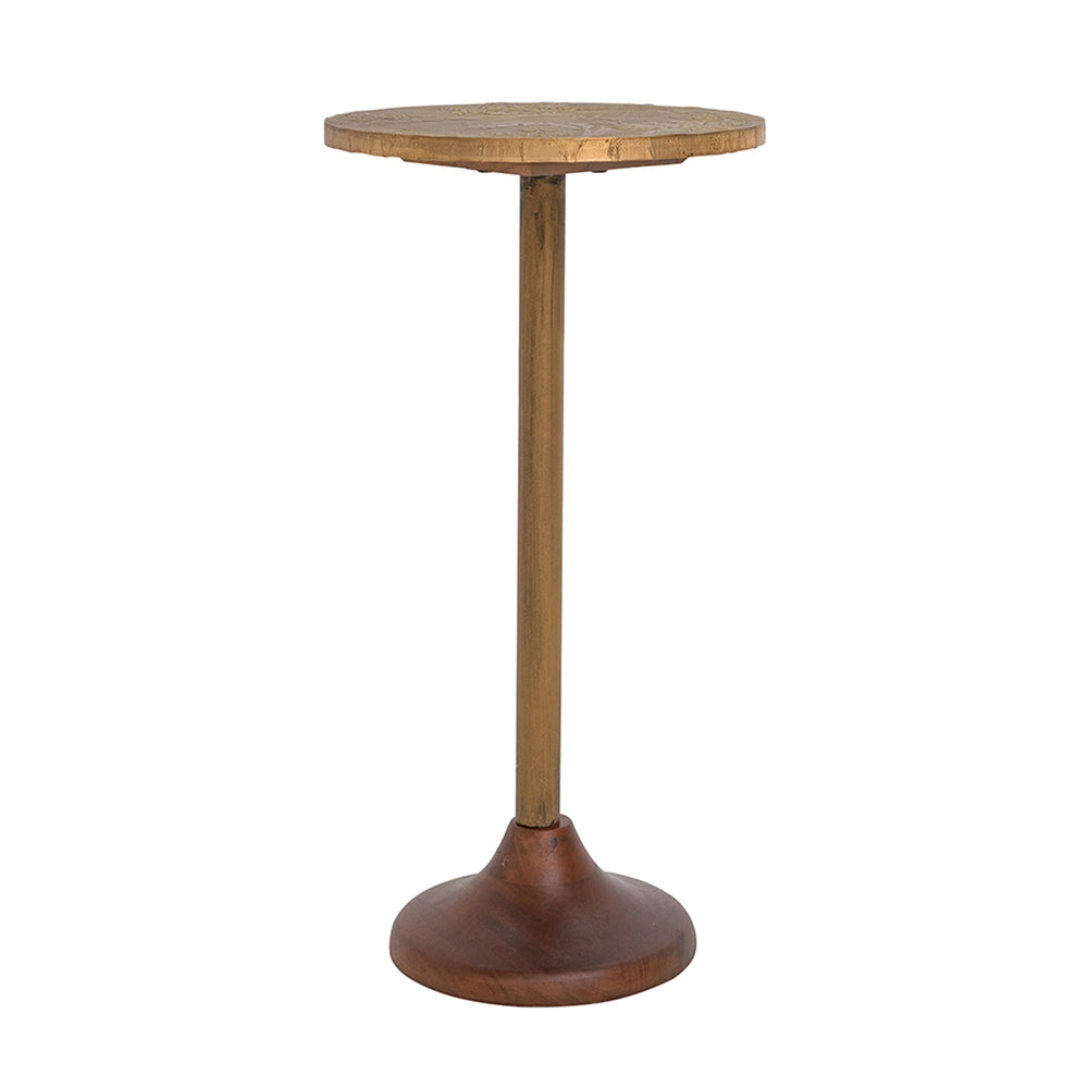 English Elm 11.8x11.8x18.1" Paulownia Wood Sculptural Side Table with Mosaic Hourglass Base W2078P461566
