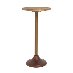 English Elm 11.8x11.8x18.1" Paulownia Wood Sculptural Side Table with Mosaic Hourglass Base W2078P461566