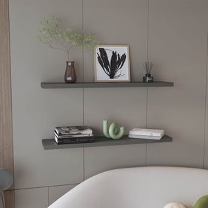 English Elm Ecco Floating Shelves Set of 2 47" — Sleek MDF Wall-Mounted Display with Hidden Brackets for Storage Grey 49 L x 11 W x 4 H B200P286946