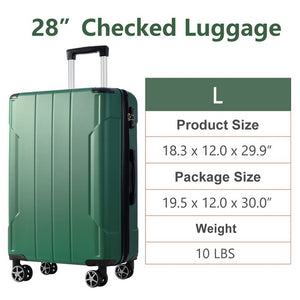 English Elm Hardshell Abs Checked Suitcase with 360 Spinner Wheels Expandable Tsa Lock 28 Inch Green N730P296747F
