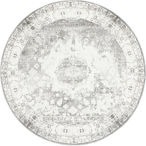 Unique Loom Rosso Bellini Machine Made Border Rug Gray, Ivory 7' 10" x 7' 10"