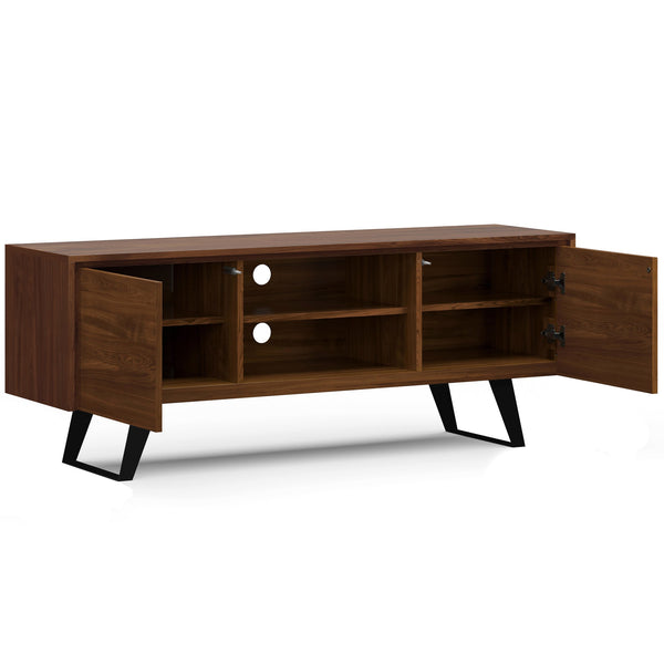 English Elm Lowry - Mid-Century Walnut Tv Media Stand With Adjustable Shelves, Cable Management & Solid Support B136P158866