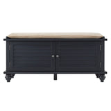 Homelegance By Top-Line Margot Velvet Cushion Storage Bench Black Wood