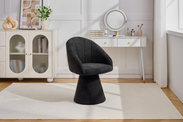 English Elm 068-chenille Swivel Accent Armchair Sculptural Curved Back Upholstered Living Room Seat Gray W527P438695