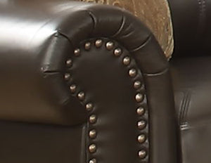 English Elm Tranditional Vintage Dark Brown Leather Sofa - 3-Seater With Curved Armrests & 2 Pillows For Comfort B347P408523-GIGA