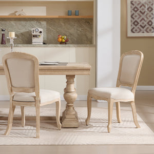 English Elm French Country Dining Chairs Set Of 2 - Stylish Upholstered Design, Fan-Back Comfort For Any Space W3426P324536