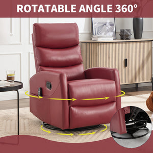 English Elm Heat Massage Rocker Swivel Recliner with Lumbar Relief and Tufted Fabric Lounge Chair W3224P321932