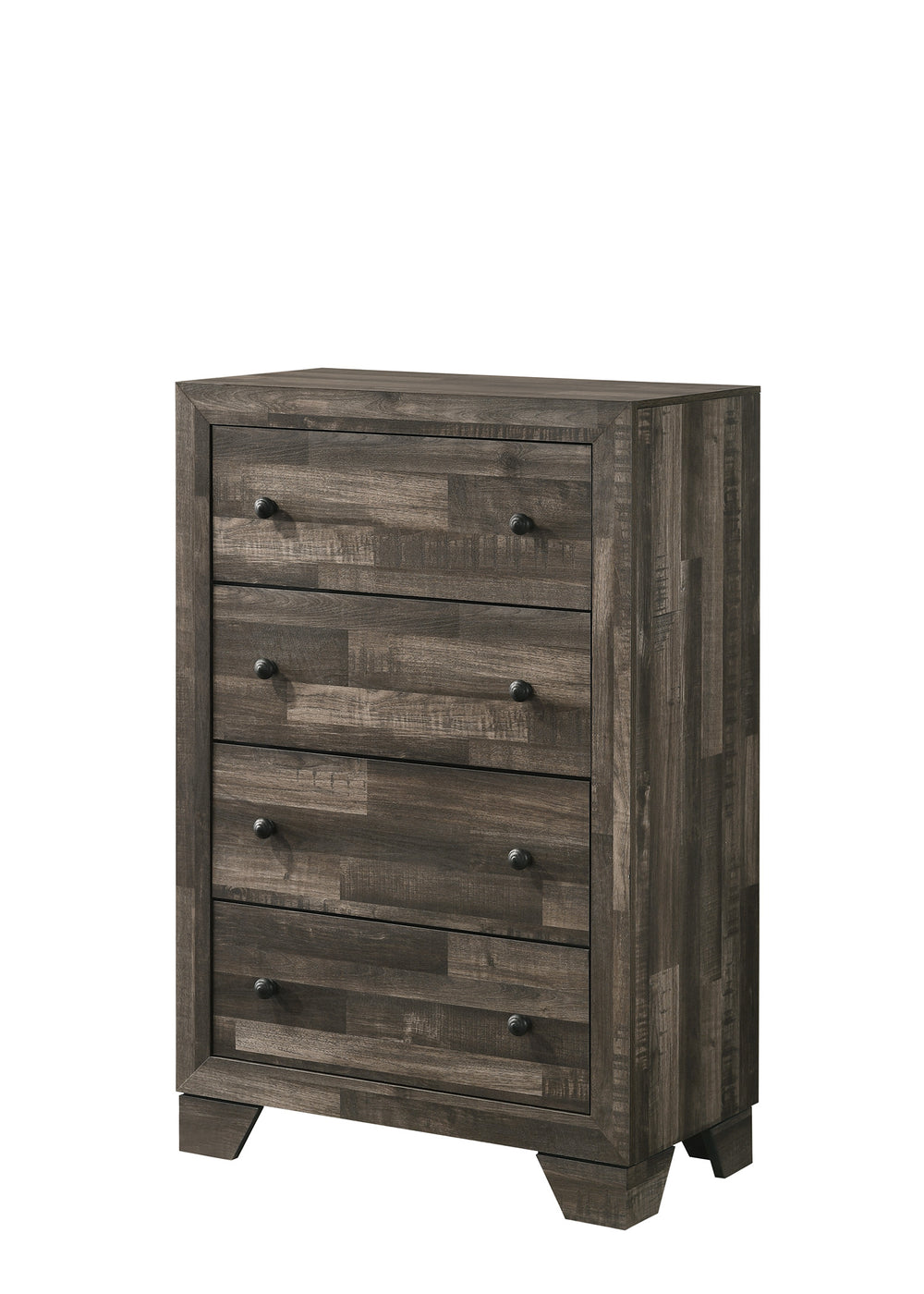 English Elm 1pc Rustic Four-Drawer Tall Chest 31.5"x16.3"x48.4" Brown-Gray Finish Wooden Storage for Bedroom Organization B011P331892