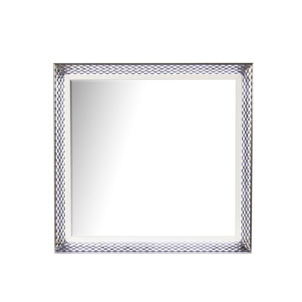 English Elm Fabio Contemporary Queen 5Pc Bedroom Set With Led Lighting, Diamond Accents & White Wood Finish P2 B009S01582-GIGA