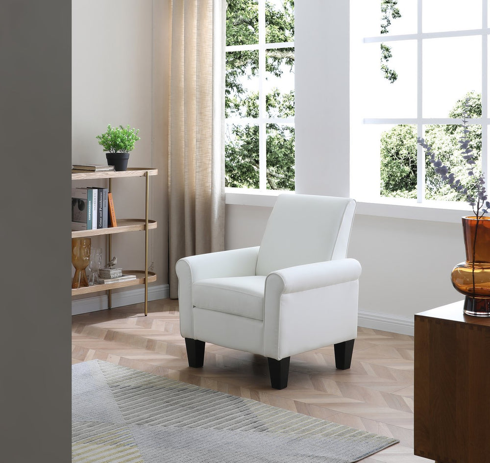 English Elm Vineland High Back Faux Leather Accent Chair with Tailored Piping for Modern Living White B078P497923