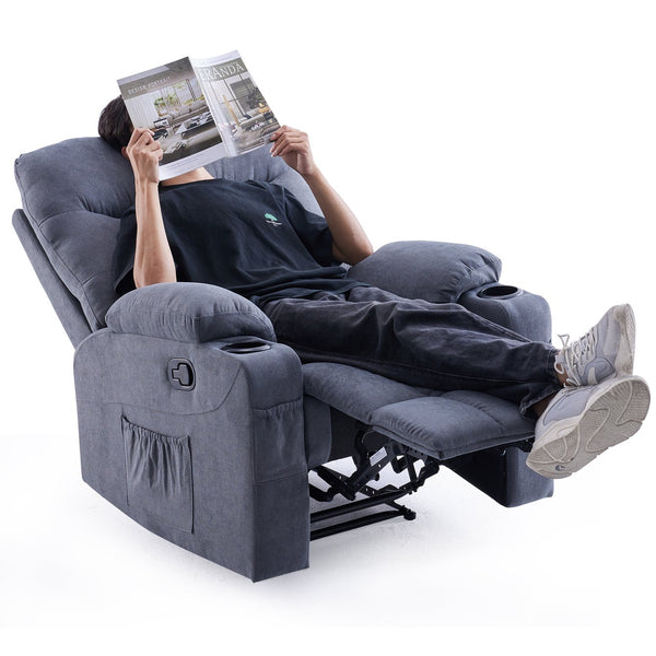 English Elm Oversized Recliner chair with ergonomic support, swivel rocker, quick 5-min assembly for adults comfort Light Gray T3623P408743