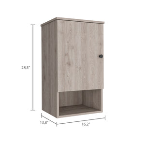 English Elm St. Angelo Grey Medicine Cabinet with Soft-Close Door, Engineered Wood, Two Internal Shelves & Open Shelf B200P188849