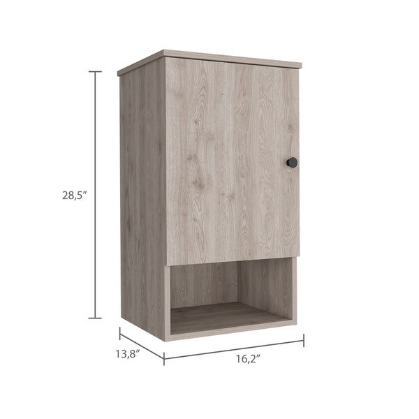 English Elm St. Angelo Grey Medicine Cabinet with Soft-Close Door, Engineered Wood, Two Internal Shelves & Open Shelf B200P188849