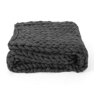English Elm Christopher Knight Home® - THROW Chunky Knit Acrylic Throw Blanket 50x60 | Double-Sided Braided Pattern, Plush Cozy Texture DARK GREY 61664.00DGRY