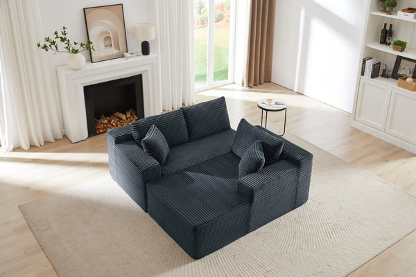 English Elm L-Shaped Cloud Sectional Sofa - Deep Seat Comfort, No Assembly, Durable Corduroy For Modern Living Spaces W2339P294922