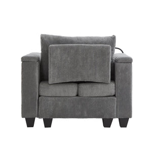 English Elm Convertible Chaise Lounge Sofa Chair With Usb Ports, Storage & Cup Holders – Ideal For Small Spaces! N719S002021E