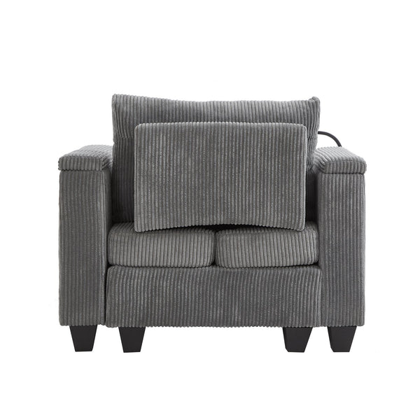 English Elm Convertible Chaise Lounge Sofa Chair With Usb Ports, Storage & Cup Holders – Ideal For Small Spaces! N719S002021E