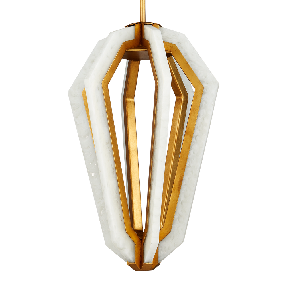 Riviere Pendant Light - Stunning Modern Teardrop Design in Gold Leaf with Adjustable Height & LED Glow