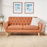 Christopher Knight Home® - Noble House - Bernice Petite Mid Century Modern Tufted Burnt Orange Fabric Sofa